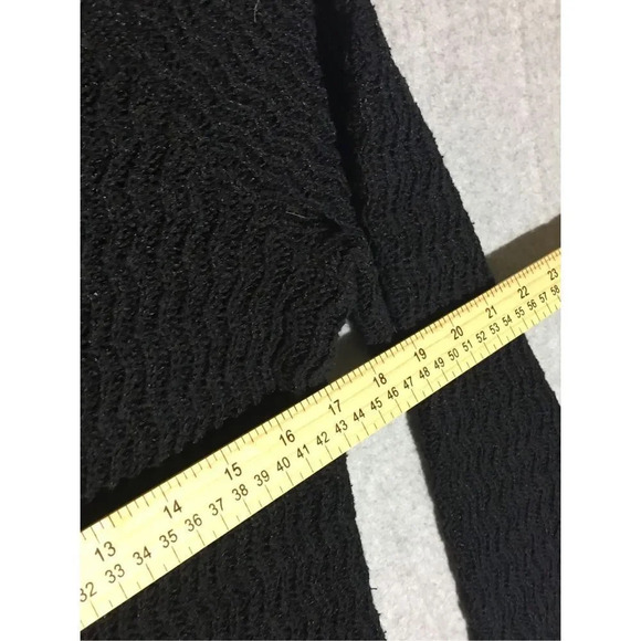 Womens NWT J Jill Sweater Size Medium Black Knit Fringe Cotton Blend Winter - Picture 2 of 3